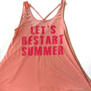 Xhilaration Peach Pink Tank Top  Let’s Restart Summer Beach Coverup Yoga Large